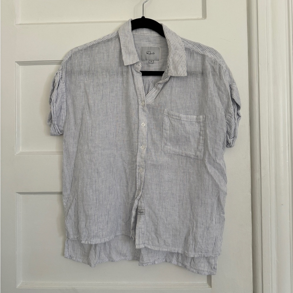 Rails Whitney Button Down Short Sleeve Blue Stripe